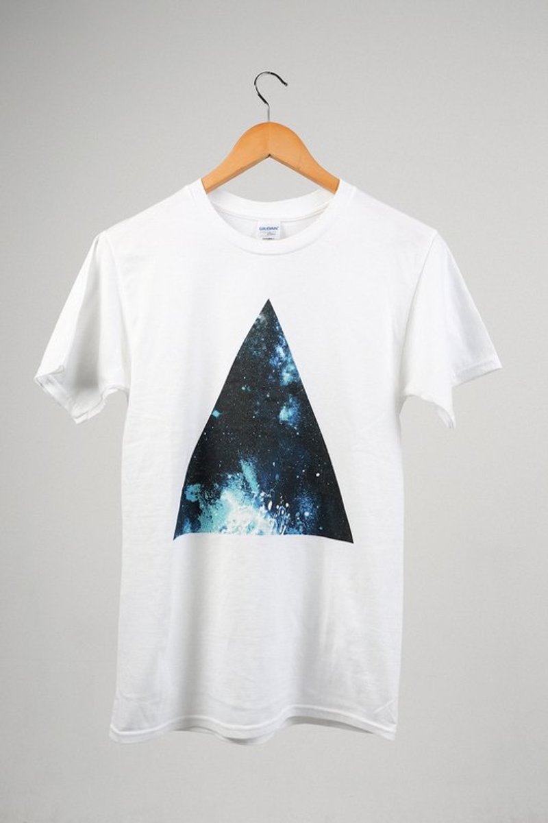 青色卡缪同名系列｜原创经典－正三角“高山” - 女装 T 恤 - 棉．麻 白色