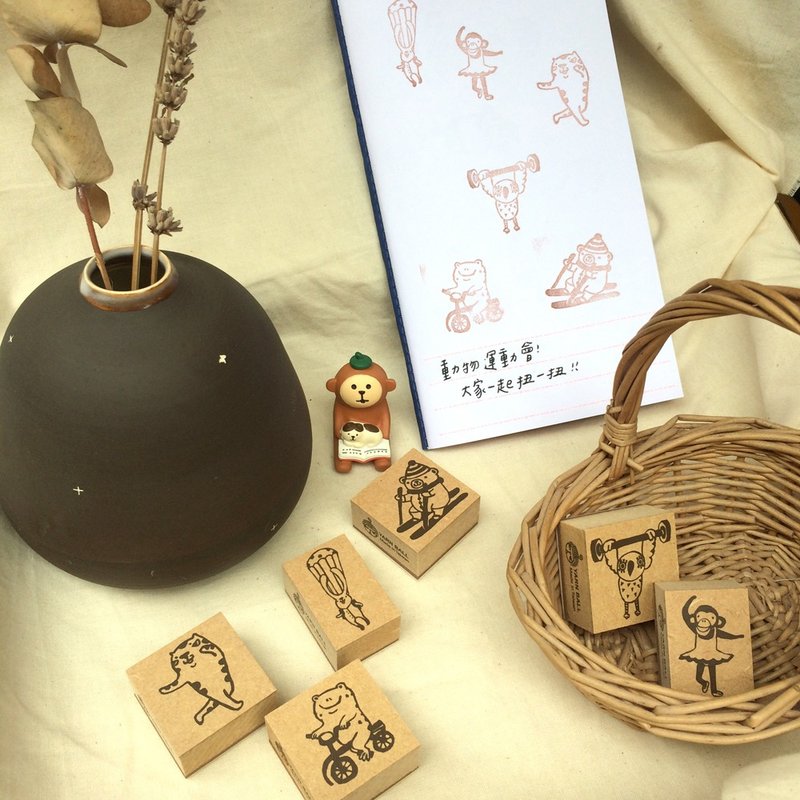 动物运动会印章(8款)单颗 - 印章/印台 - 橡胶 咖啡色