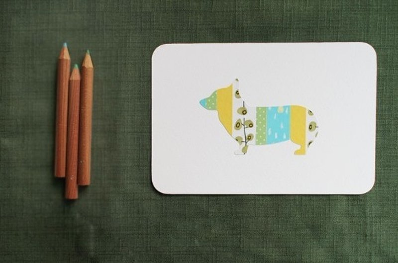 Maotu - 心血来潮的纸胶带明信片 (柯基) - 卡片/明信片 - 纸 绿色