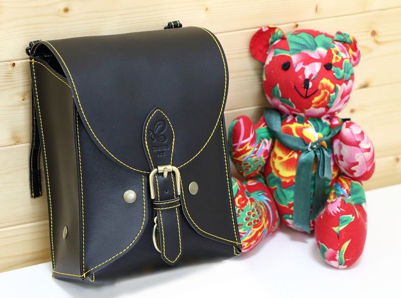 日系简约风书包型皮车篮 - 自行车/周边 - 真皮 黑色