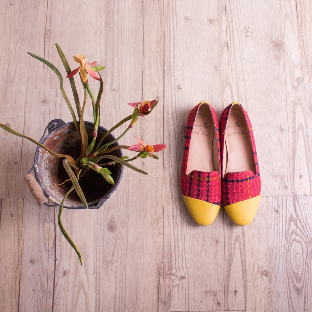 ----------Shoes Party----------艳阳红织布欧贝拉    /女鞋/手工订制/日本布料 - 芭蕾鞋/娃娃鞋 - 其他材质 多色