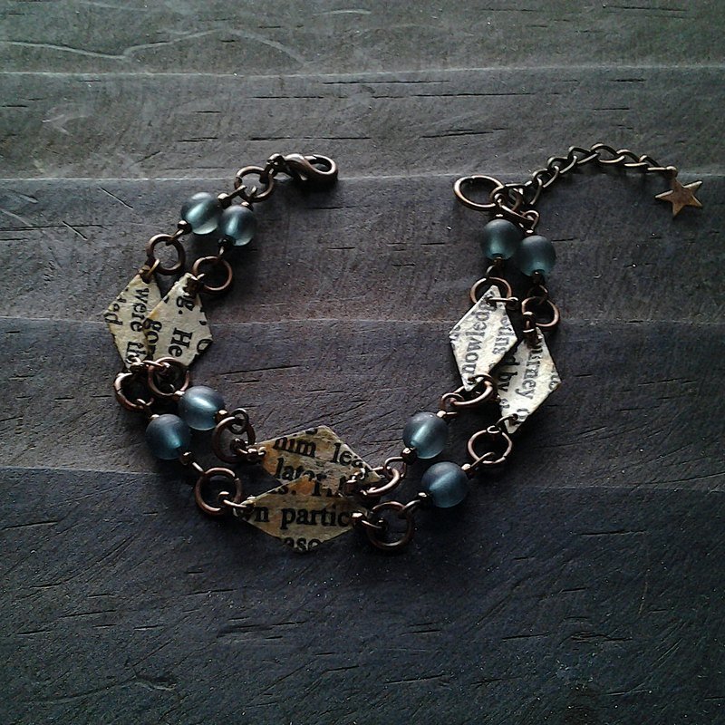 Muse回收纸设计复古菱形绿珠简约手炼 - 手链/手环 - 其他材质 多色