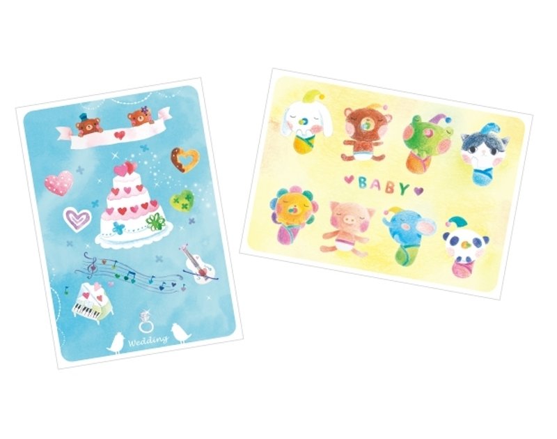 Wedding婚礼水彩 + BABY宝贝色铅笔 明信片 - 卡片/明信片 - 其他材质 多色