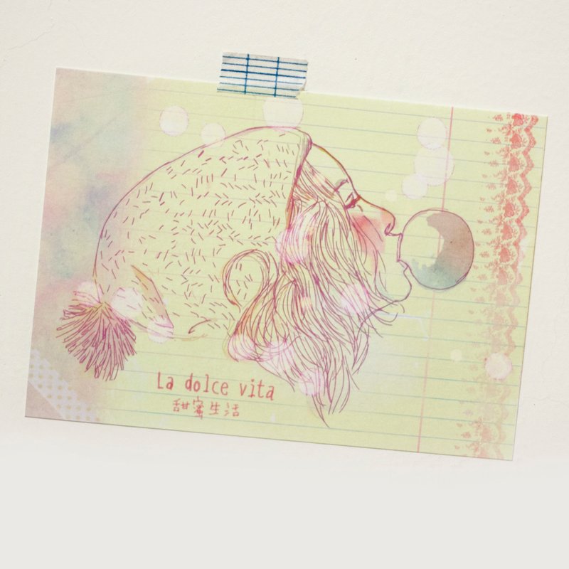 吹泡泡女孩明信片 - 卡片/明信片 - 纸 橘色