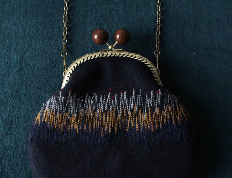 4.5 己合   碰皮茫草小姐口金包 - 侧背包/斜挎包 - 其他材质 蓝色