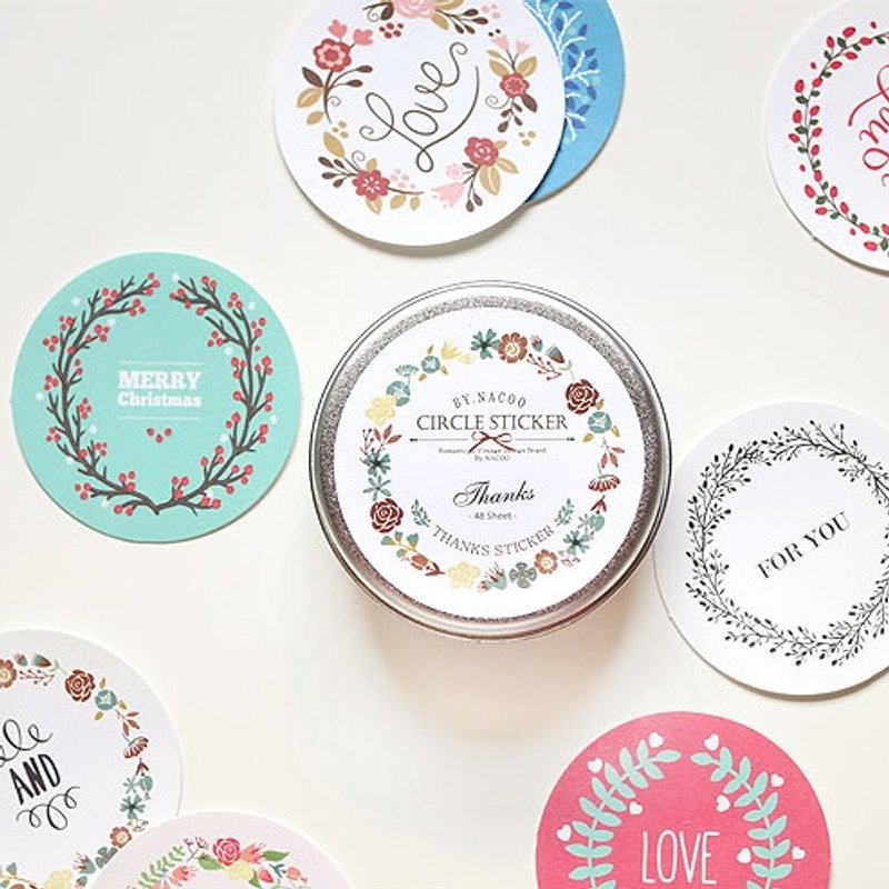 Nacoo 趣味时光造型圆贴(48入)-感恩花圈,BNC10456 - 贴纸 - 纸 多色