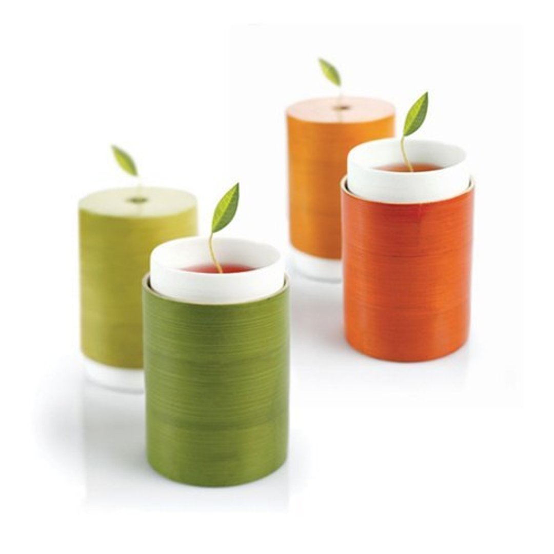 Tea Forte 柔丝竹盖瓷杯组 (2入) DOLCE VITA DESSERT CUPS - 茶具/茶杯 - 竹 