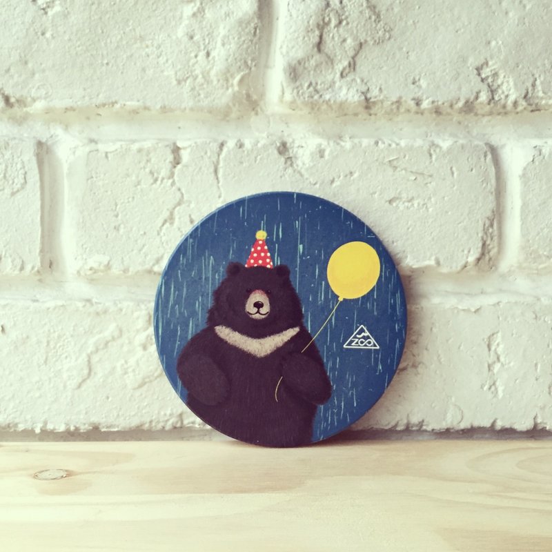 台湾黑熊生日派对 吸水杯垫 / 莺歌陶瓷杯垫 - 杯垫 - 其他材质 黑色