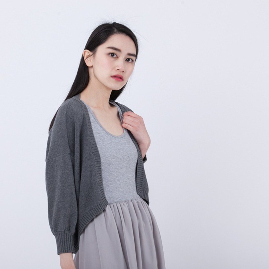 Kama 方形外罩针织衫/深灰 - 女装针织衫/毛衣 - 棉 灰色
