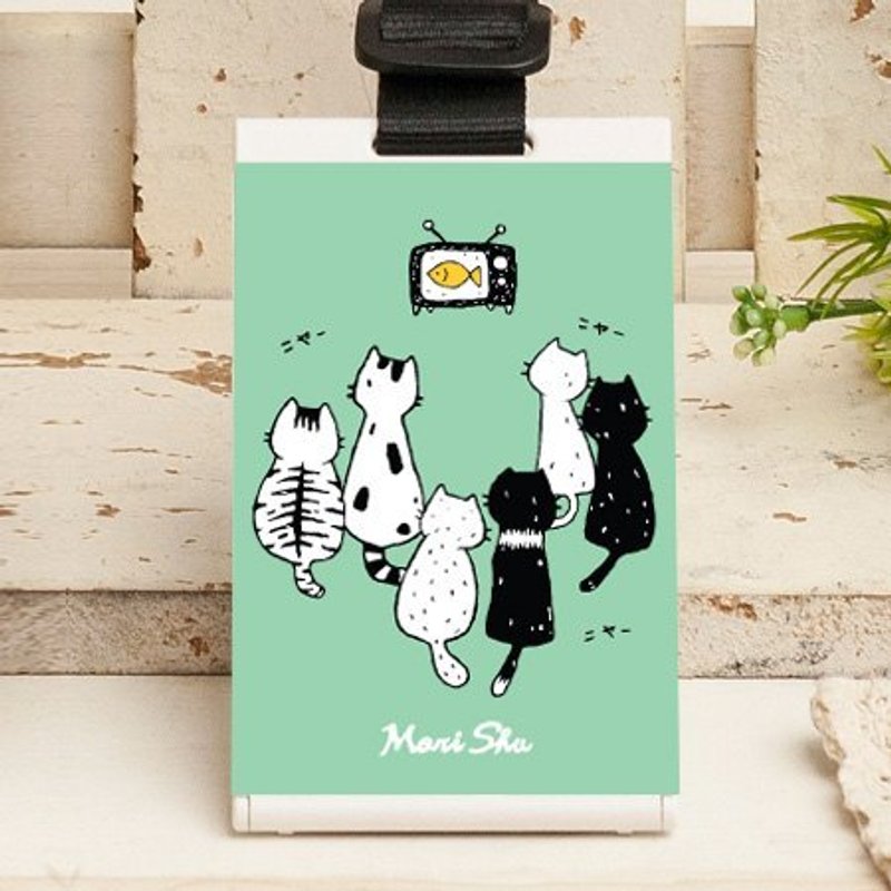 morishu捷运证件票夹/手机座-猫咪看电视(绿) - 证件套/卡套 - 塑料 多色