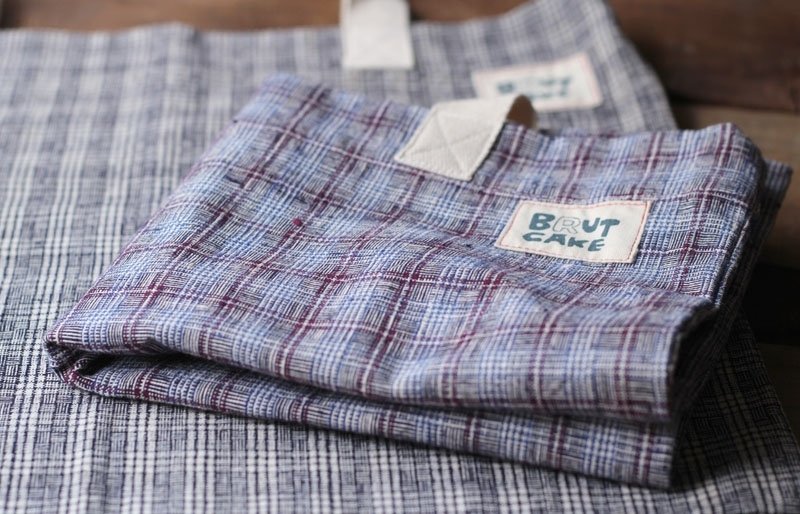 古布环保购物包 // 蓝红格纹 - 侧背包/斜挎包 - 棉．麻 蓝色