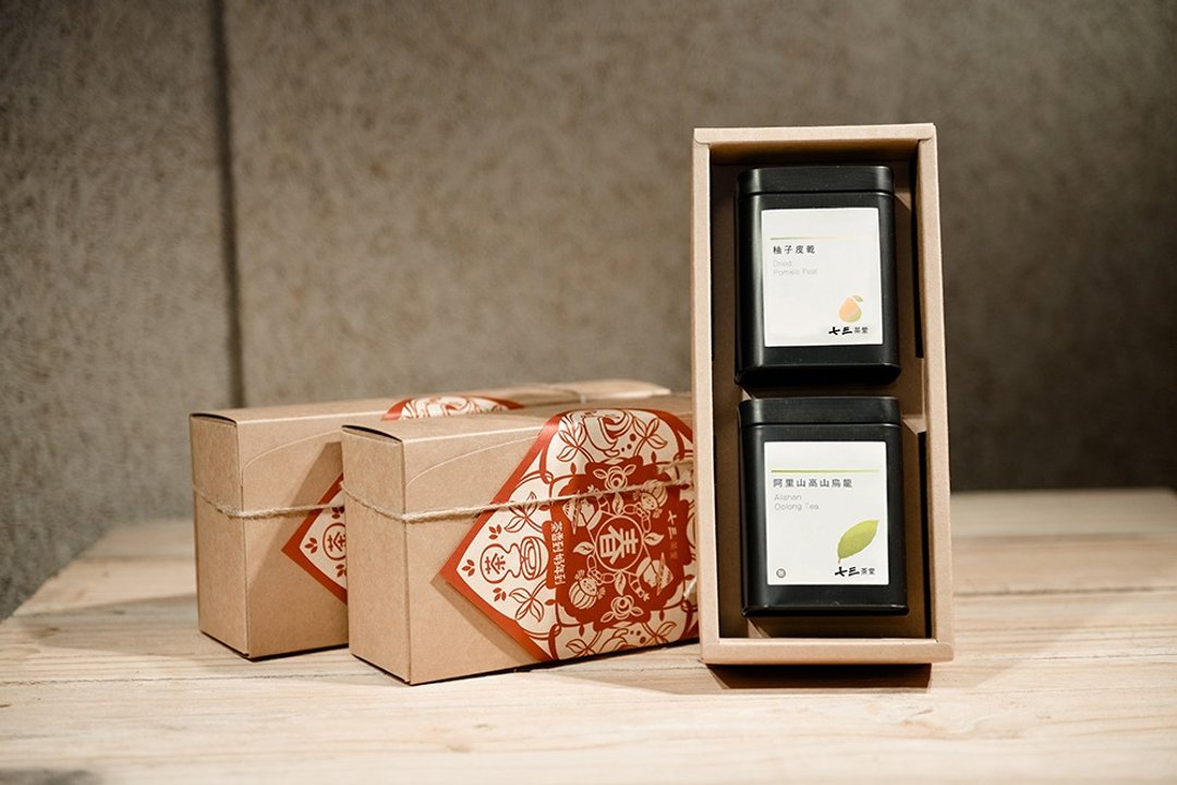 【茶包+果干礼盒】 阿里山高山乌龙/茶包+台南柚子皮干60g - 茶 - 纸 红色