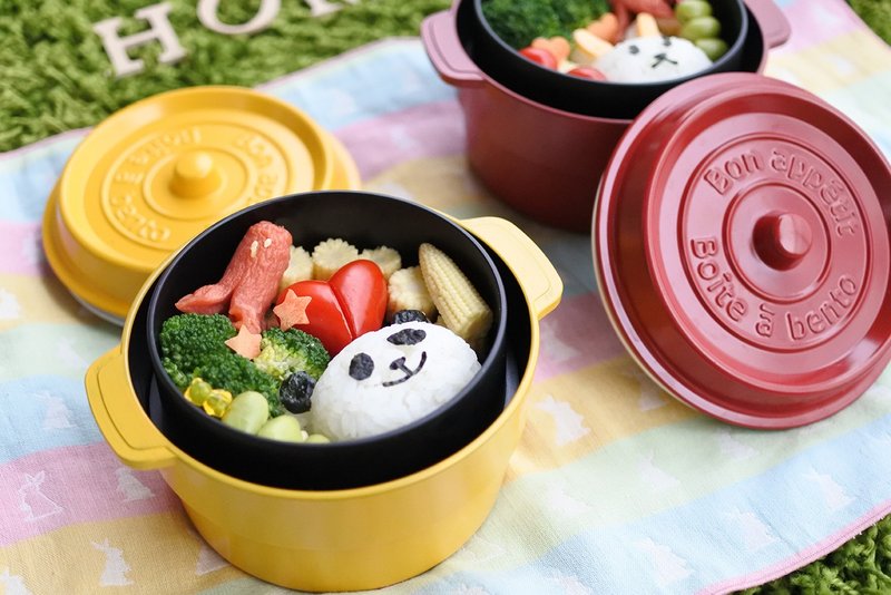 Yimono日本制双层餐盒 - 便当盒/饭盒 - 塑料 红色