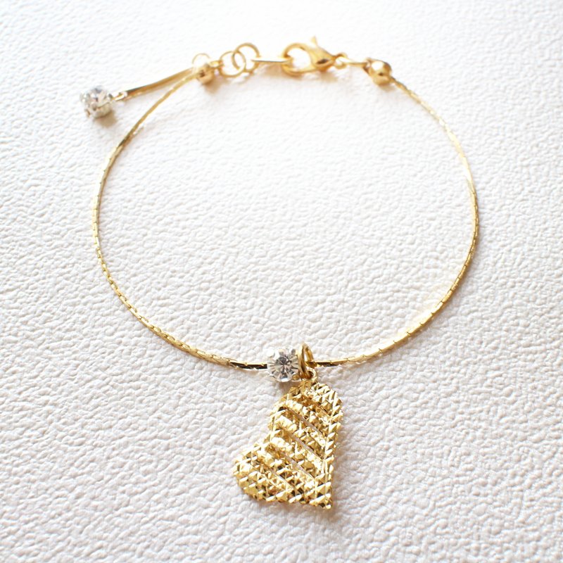 EF简约NO.39 情人节Color Chic金色立体花心水钻手链 - 手链/手环 - 其他材质 金色