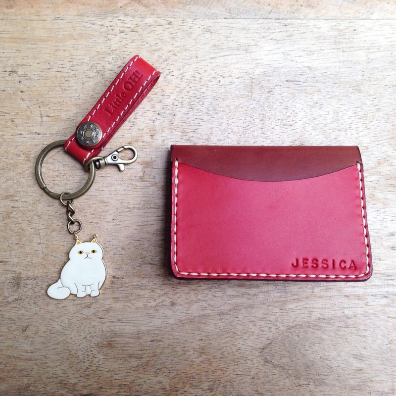 名片夹 牛皮拼色 定制化 *生日礼物＊ - 名片架/名片座 - 真皮 