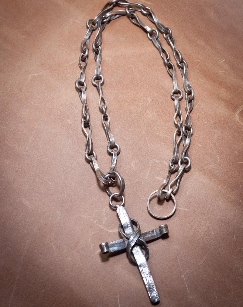 Dreamstation皮革鞄研所，美国10C&25C银币十字架项链Silver bracelet 嘻皮，哈雷，重机 - 项链 - 其他金属 
