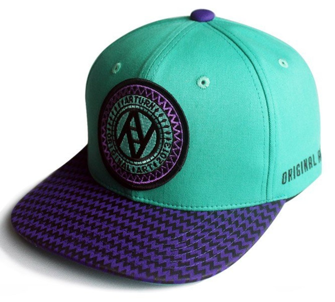Arturn / Jagged snapback cap 三角格纹棒球帽/绿紫色 - 帽子 - 棉 绿色