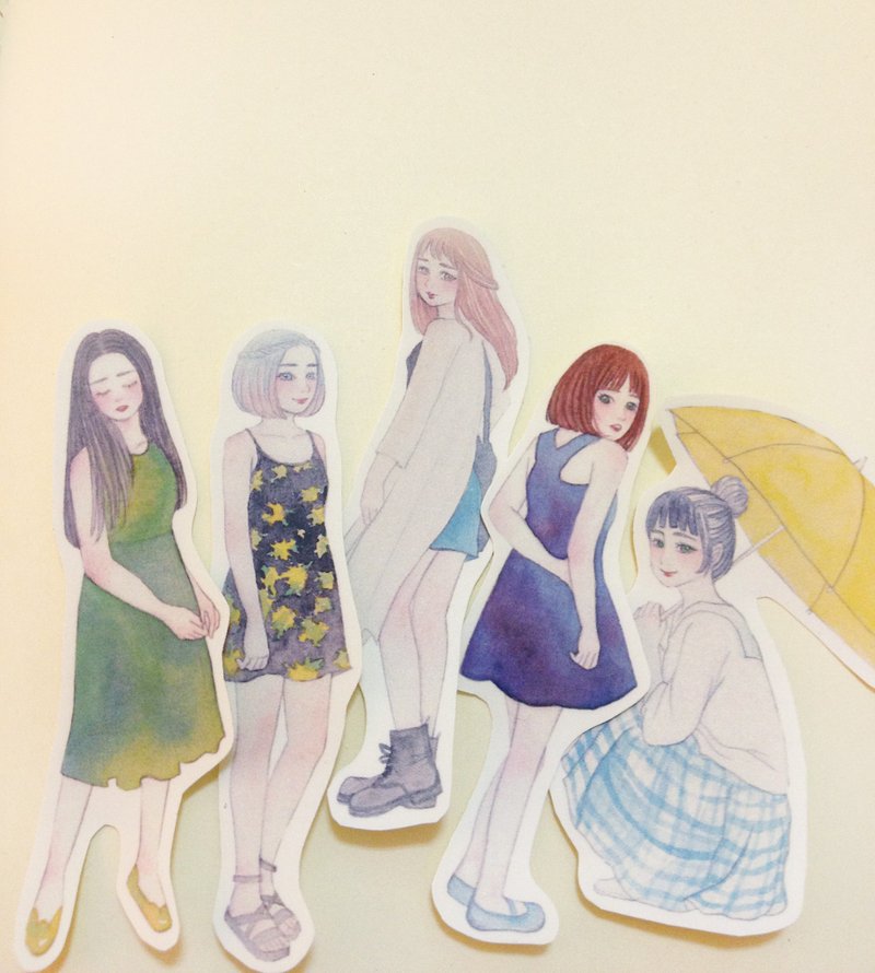 贴贴小日子-夏日女孩贴纸 - 贴纸 - 纸 橘色