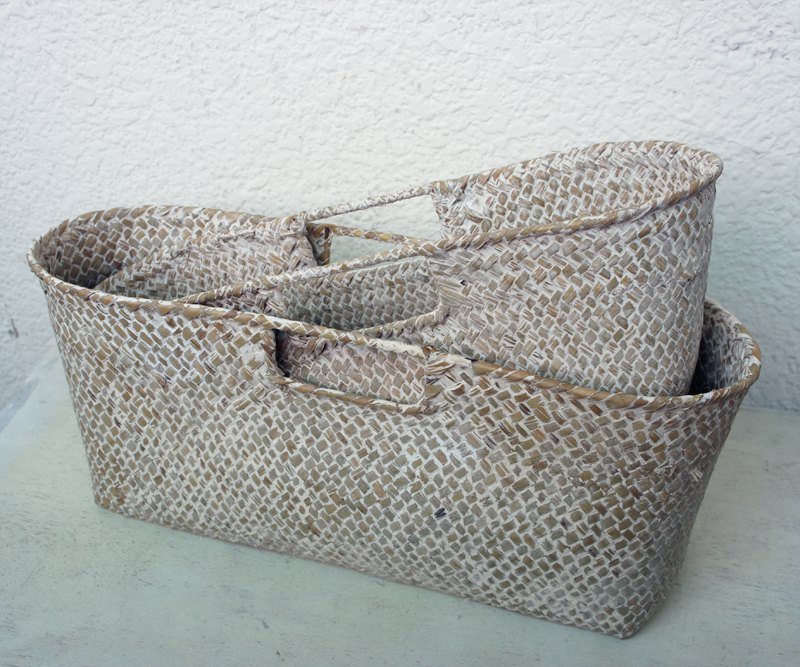 法式白风格的编织置物篮 - 植栽/盆栽 - 植物．花 