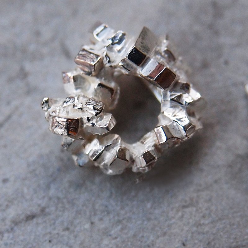 Mineral Specimens【方晶矿石耳环#1】 - 耳环/耳夹 - 其他金属 灰色