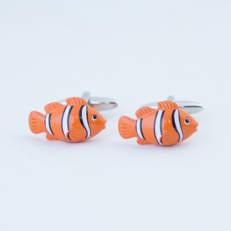 手工上色小丑鱼袖扣 NEMO CUFFLINKS - 袖扣 - 其他金属 