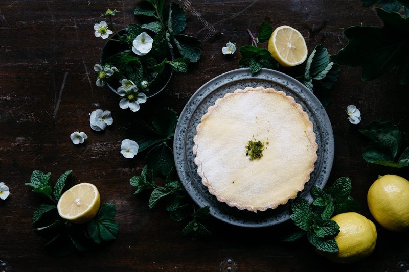 黄澄澄柠檬分享派 8寸 - 蛋奶素 - 咸派/甜派 - 新鲜食材 黄色