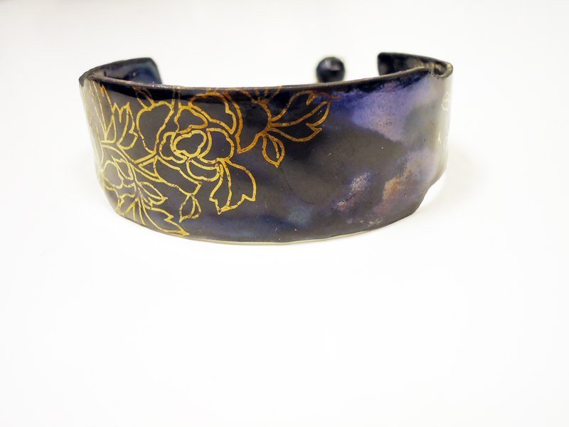 古典风珐琅手镯(山水蓝) - 手链/手环 - 其他金属 蓝色