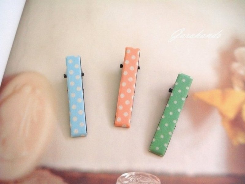 Garohands 纸胶带浏海夹*小*水玉系列 /日系 / 杂货 / 手作 饰品 / 疗愈系 - 发饰 - 其他材质 绿色