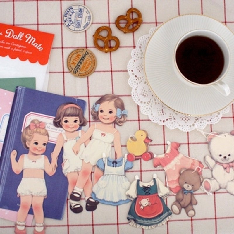 韓國Afrocat paper doll mate card set 紙娃娃遊戲 賀卡 情人 卡片信封3套装 - 卡片/明信片 - 纸 多色