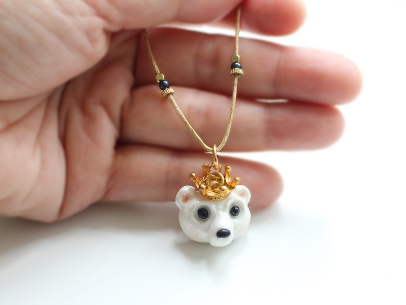 白熊手工项链 I 第六个故事 白熊王 - 项链 - 陶 白色