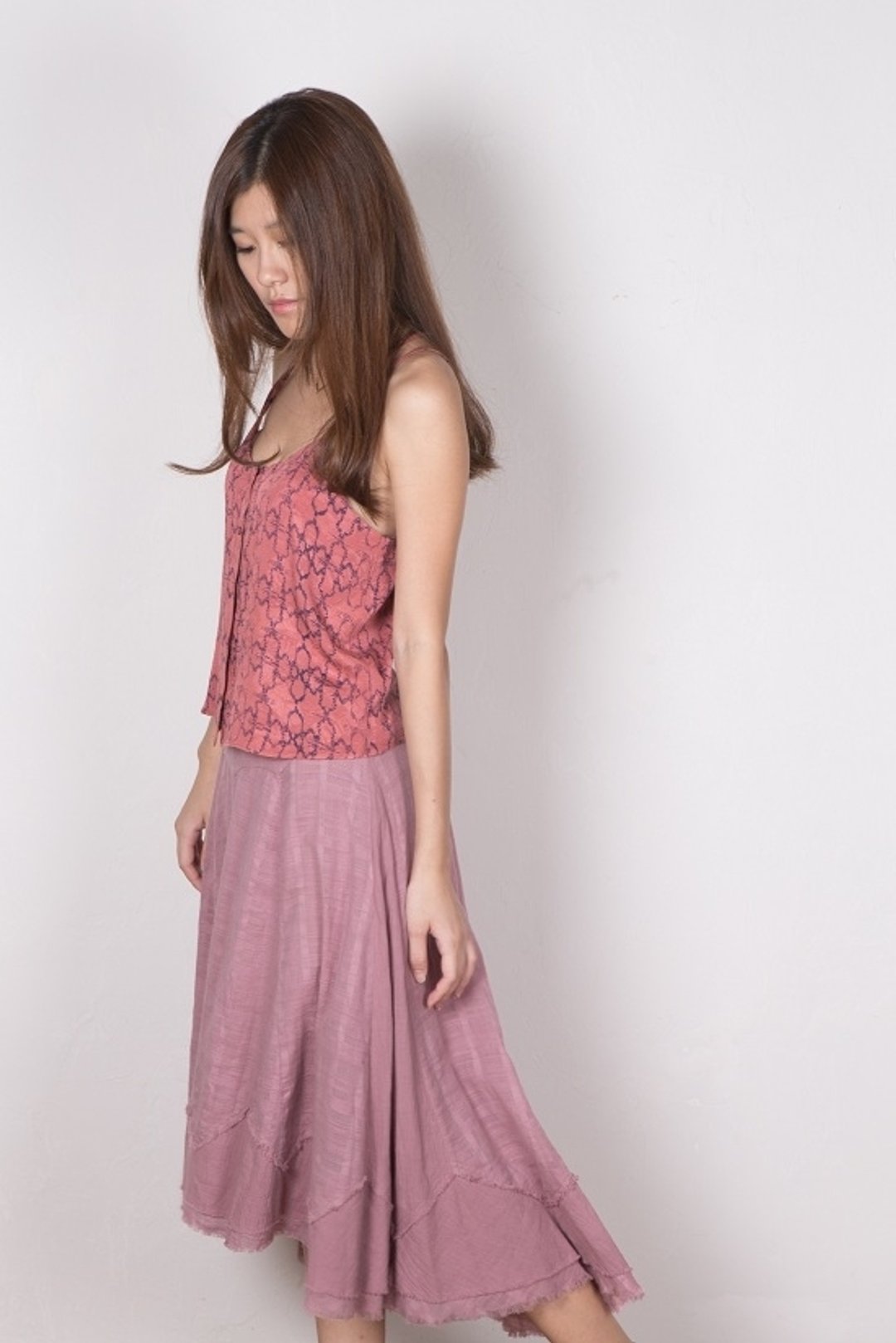 格纹拼接裙 Tiered Layer Skirt - 裙子 - 其他材质 