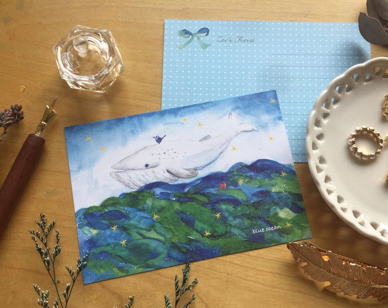 *Zoe's forest*blue ocean小白鲸明信片 cs24 - 卡片/明信片 - 纸 蓝色