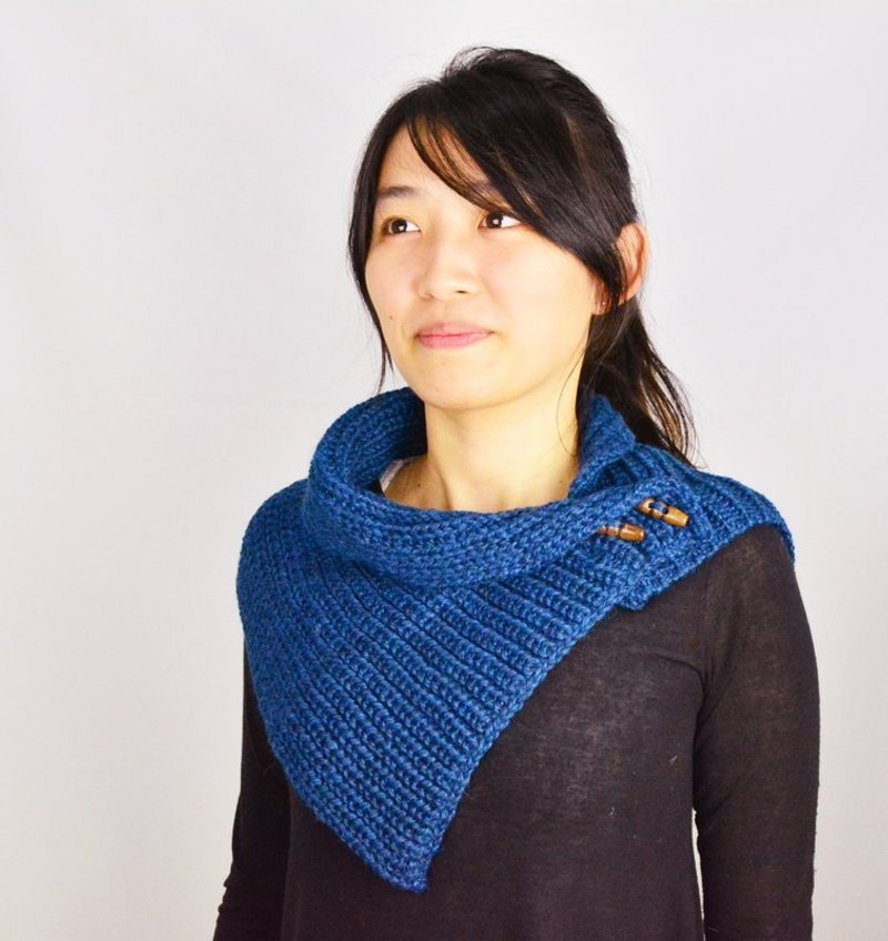 羊驼毛手织小披肩＿深蓝＿公平贸易 - 丝巾 - 其他材质 蓝色