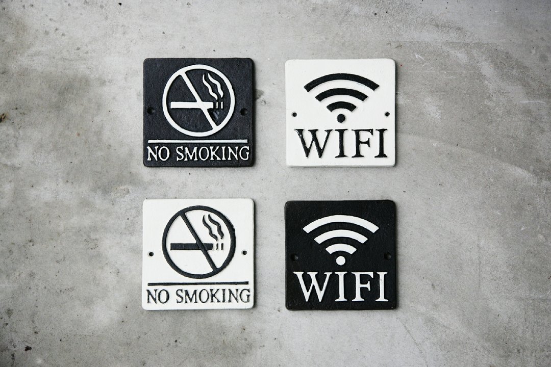 DULTON 告示铁牌 Wifi/No smoking - 墙贴/壁贴 - 其他金属 黑色