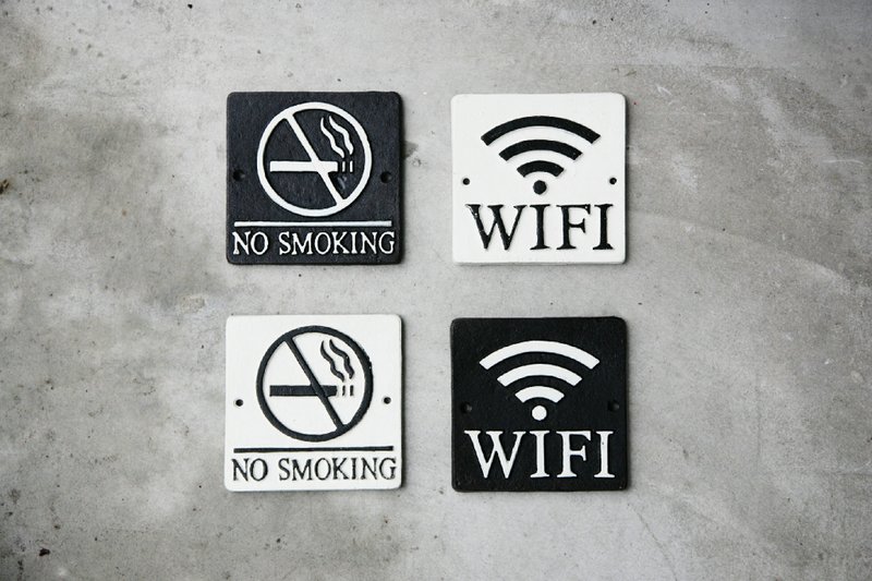 DULTON 告示铁牌 Wifi/No smoking - 墙贴/壁贴 - 其他金属 黑色