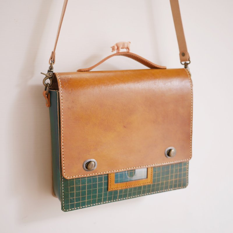 机器人手提侧背包 - 手拿包 - 真皮 