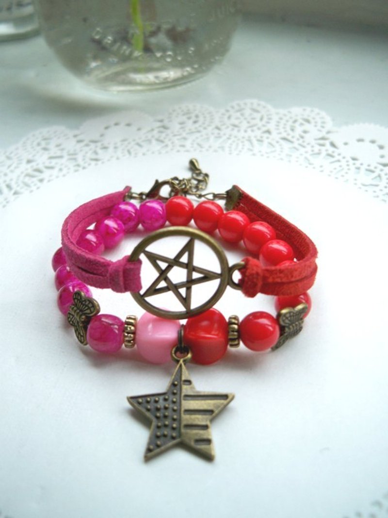 双星奇缘手环-玫红-2条 - 手链/手环 - 其他材质 多色