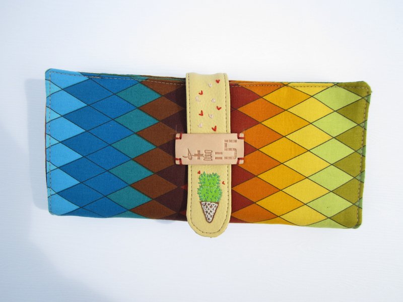 *1+1=5/菱格纹冬日多肉植物 布长夹* - 皮夹/钱包 - 其他材质 绿色