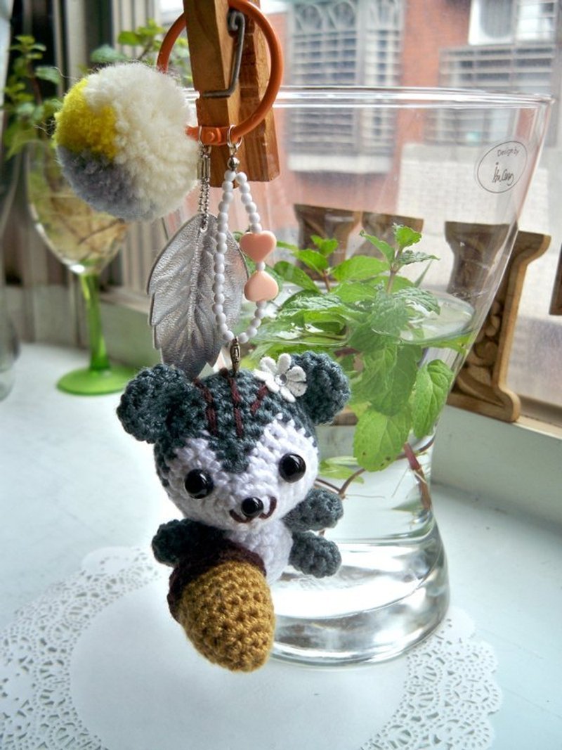 皮秋三线松鼠-铁灰色 - 吊饰 - 其他材质 灰色