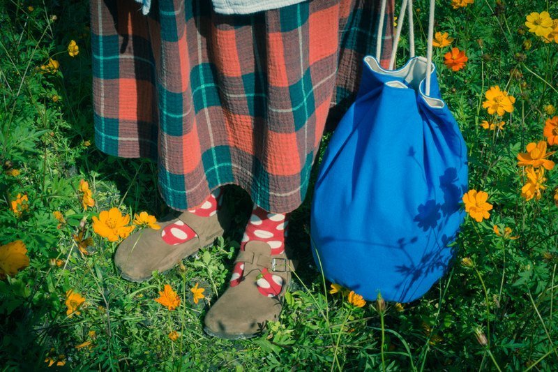 双面帆布圆筒包 - 亮蓝 大嘴 - 侧背包/斜挎包 - 其他材质 蓝色