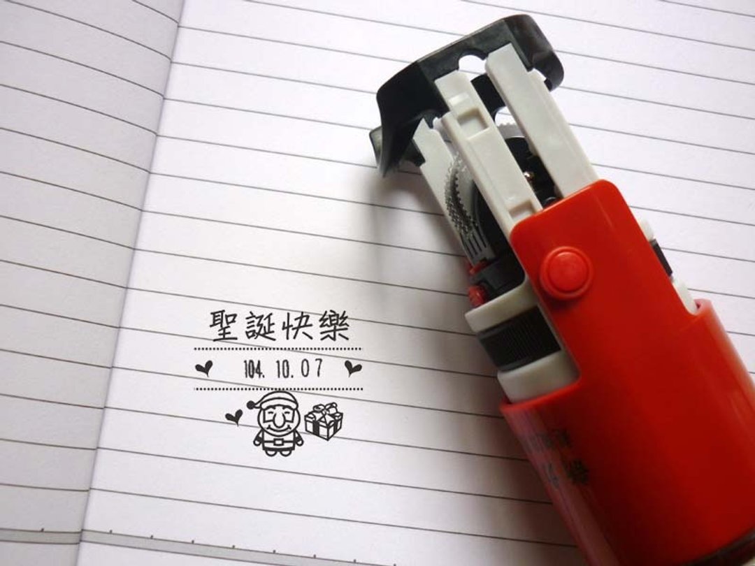 圣诞老公公雪人章日期章翻转回墨章圣诞节水性回墨印交换礼物f - 印章/印台 - 其他材质 红色