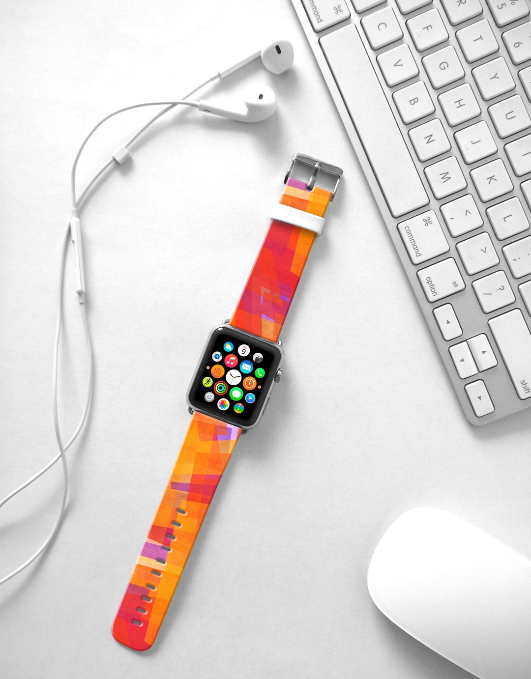 Apple Watch Series 1 , Series 2, Series 3 - Apple Watch 真皮手表带，适用于Apple Watch 及 Apple Watch Sport - Freshion 香港原创设计师品牌 - 色彩图案 104 - 表带 - 真皮 