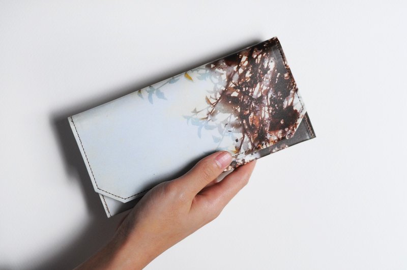 1983ER手工纸制防泼水薄款长夹-叶影 - 皮夹/钱包 - 纸 灰色