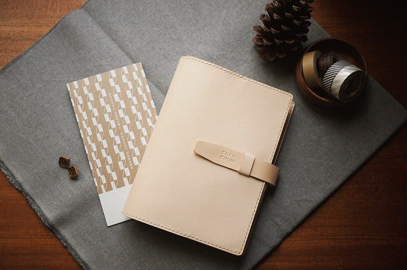 美好时光 真皮手作手帐 书衣 定制化 a5尺寸 免费打印 多色 - 笔记本/手帐 - 真皮 卡其色