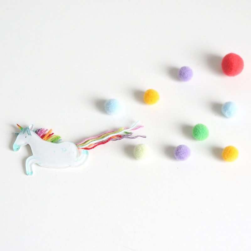 【独角森林】 独角兽胸针（晴空奔跑） - 胸针 - 压克力 