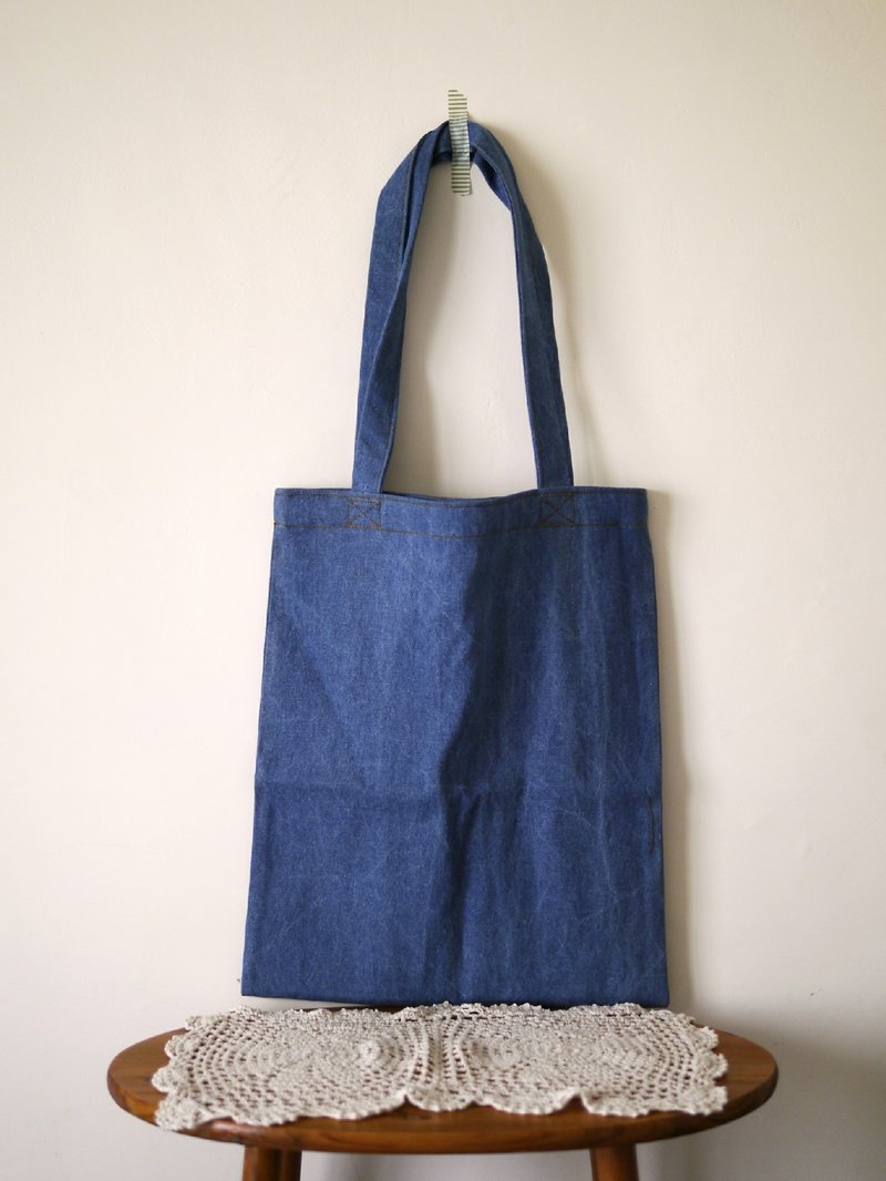 简约丹宁大托特包(深色) - 手提包/手提袋 - 其他材质 蓝色