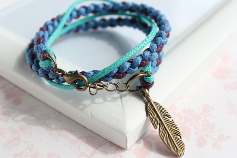 【UNA-优娜手作】多层次两圈式手链 - 手链/手环 - 其他材质 蓝色