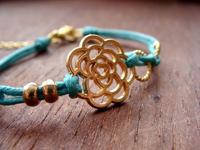 ＜慢温工房手链＞夕颜红花 - 手链/手环 - 其他材质 