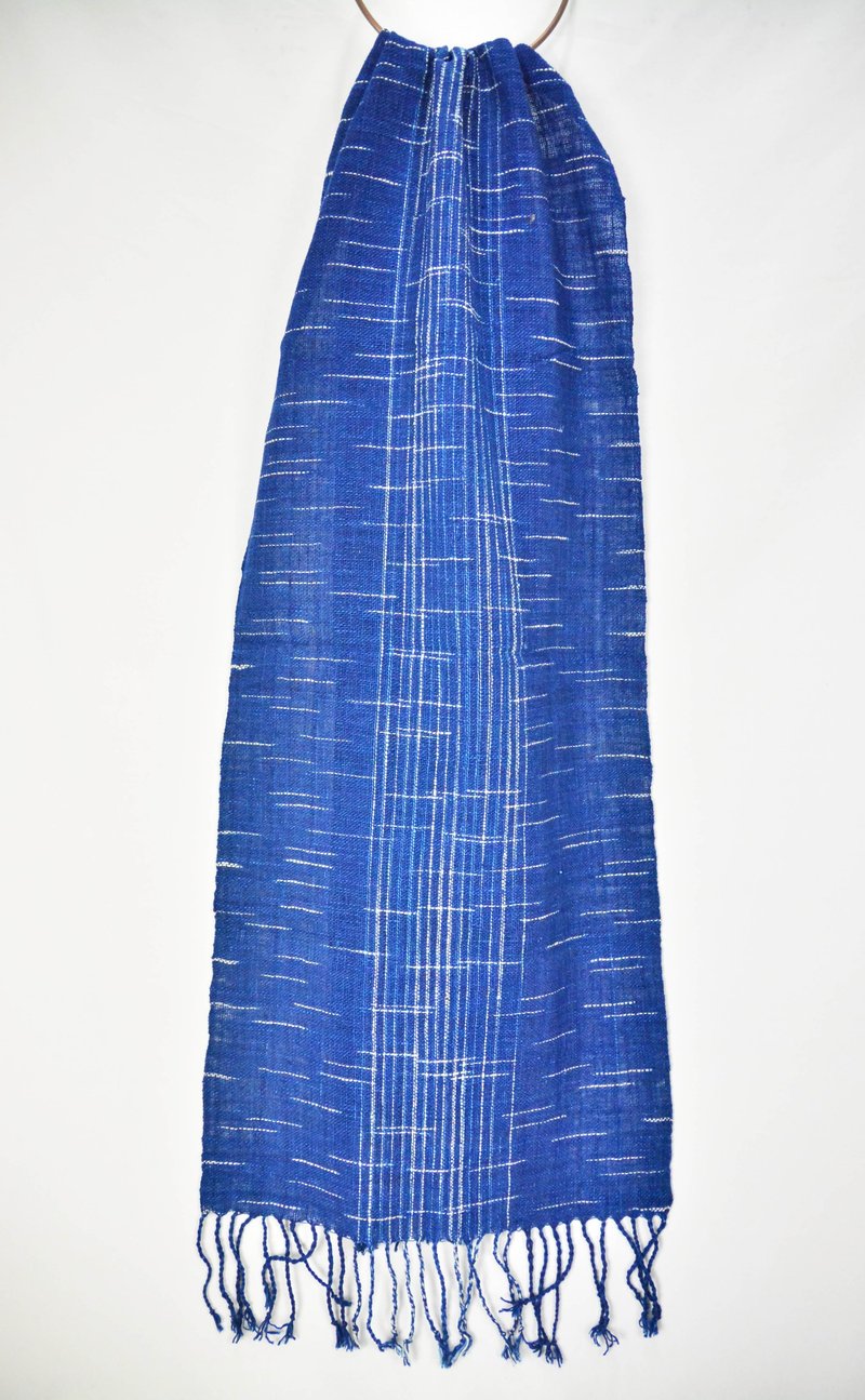 草木染手捻依卡织围巾＿老花窗＿公平贸易 - 丝巾 - 棉．麻 蓝色