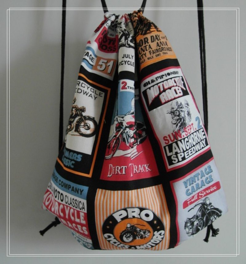 ~米+熊~ 复古 束口袋背包 (重机 机车 款 ) - 侧背包/斜挎包 - 其他材质 黑色